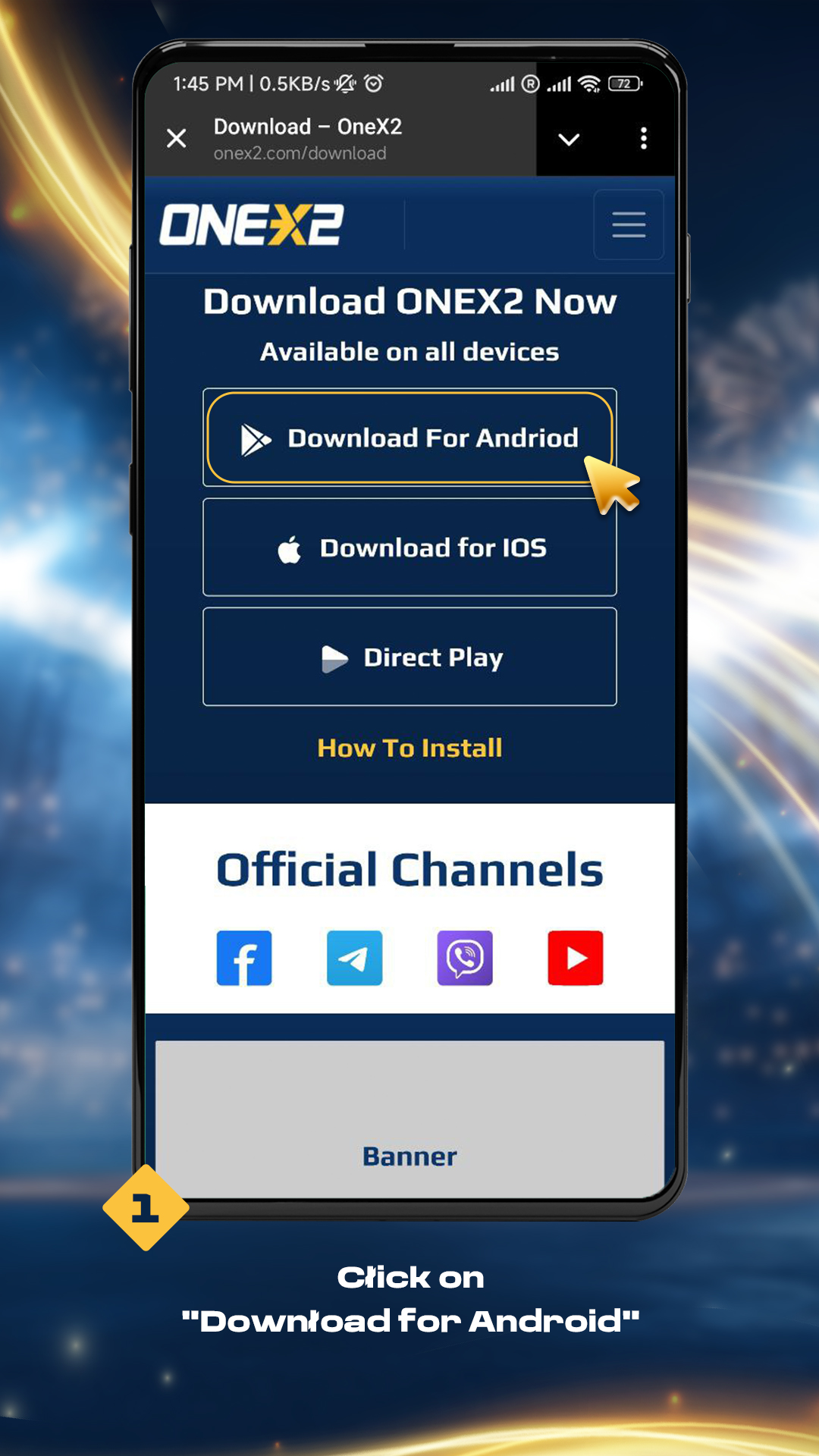 1. Click on "Download for Android"