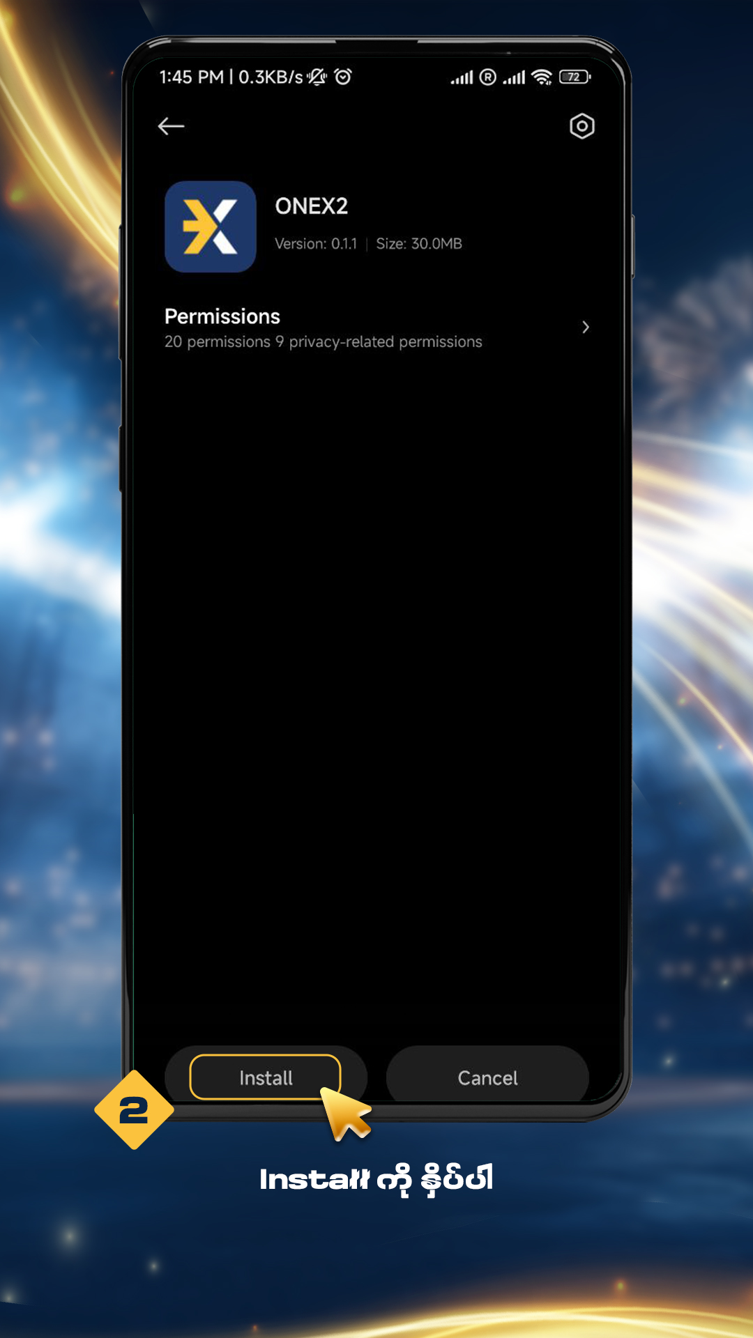 ၂။ Install ကို နှိပ်ပါ